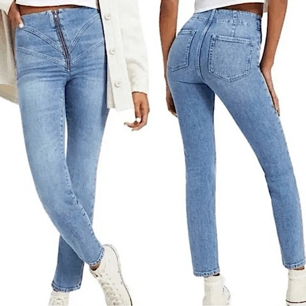 Good American  Corset Good Classic Straight Leg Jeans Zip Closure Size 16